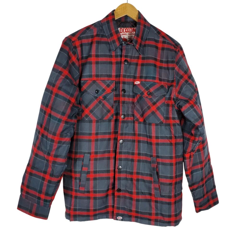 Dixxon Flannel Bell Helmets Collab Jacket Mens M Button Zip Up Work Wear Plaid